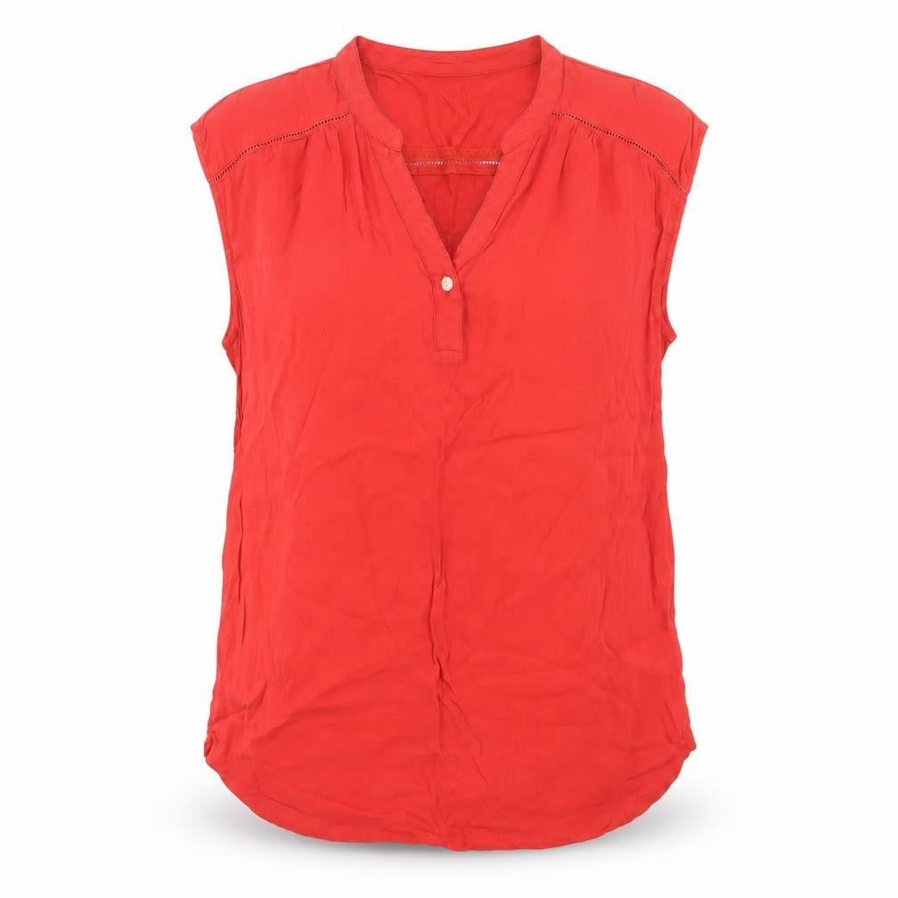 JoJo Maman Bébé Women’s Red Sleeveless Viscose Henley Blouse Size S