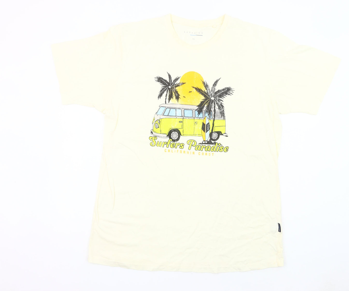BadRhino Mens Beige XL Graphic Surfers Paradise T-Shirt