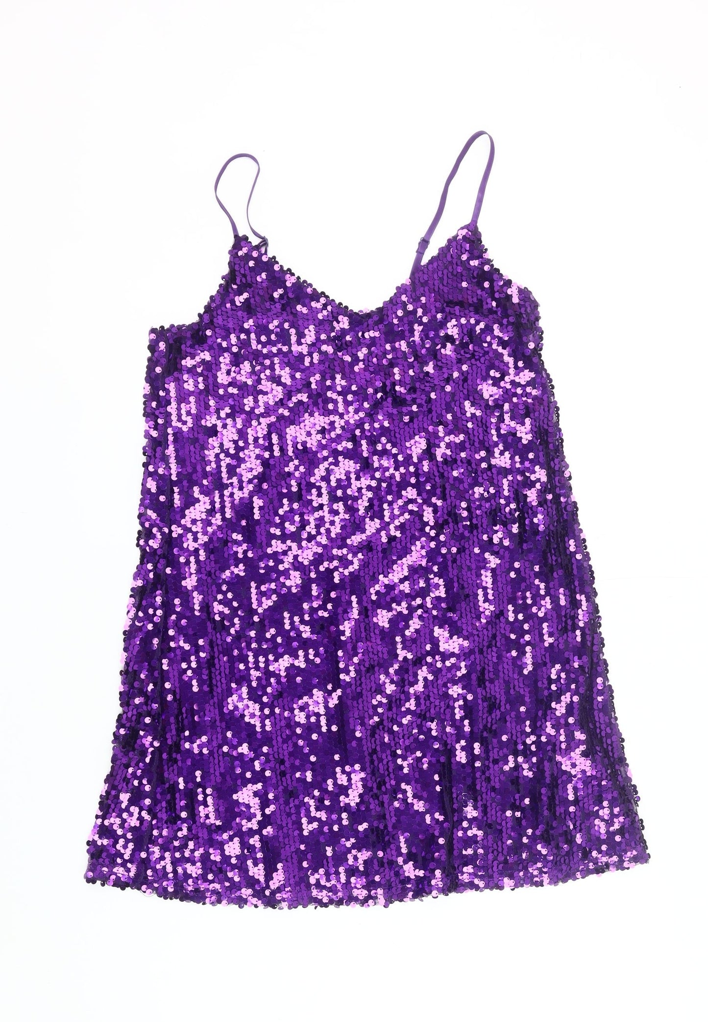 Primark Women’s Purple Sequin Slip Dress Size 8 Party Cocktail