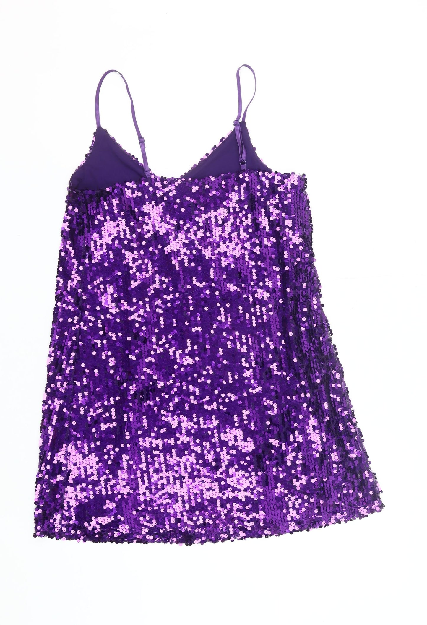 Primark Women’s Purple Sequin Slip Dress Size 8 Party Cocktail