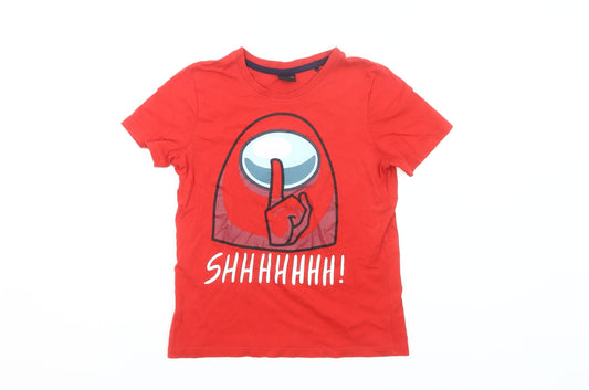 Among Us Boys Red Graphic T-Shirt 10-11 Years Short Sleeve Cotton