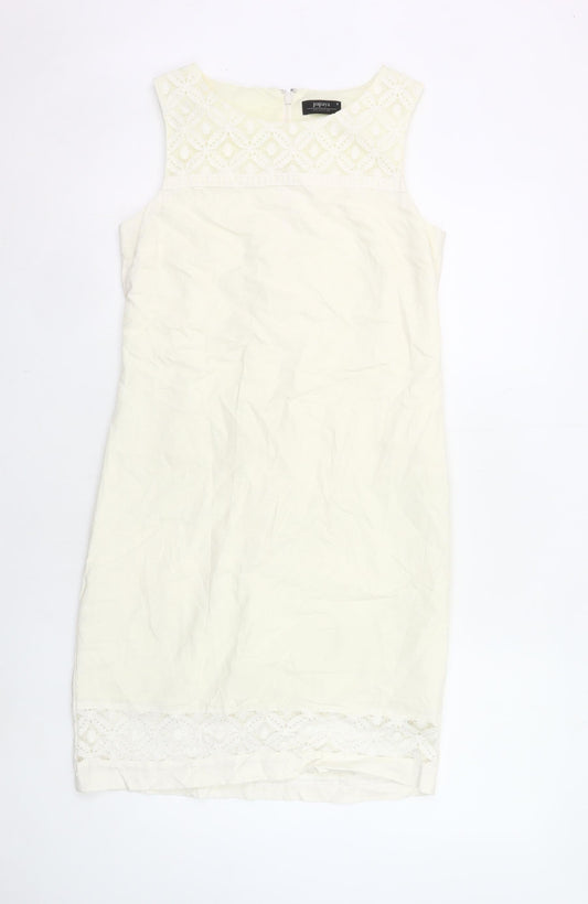 Papaya Women’s Ivory Sleeveless Sheath Knee Length Dress Size 8