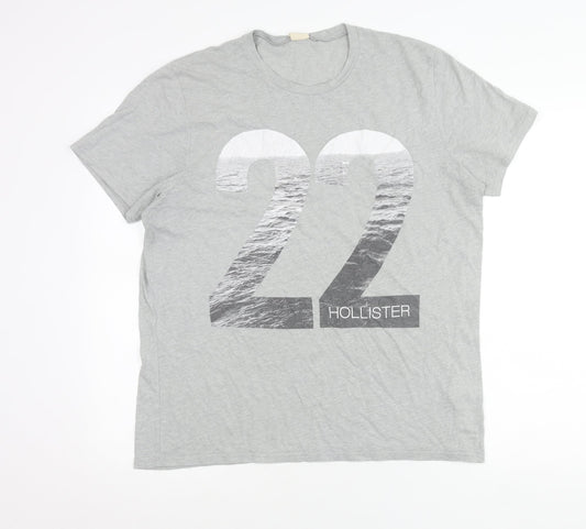 Hollister Mens Grey XL Graphic Print Short Sleeve T-Shirt