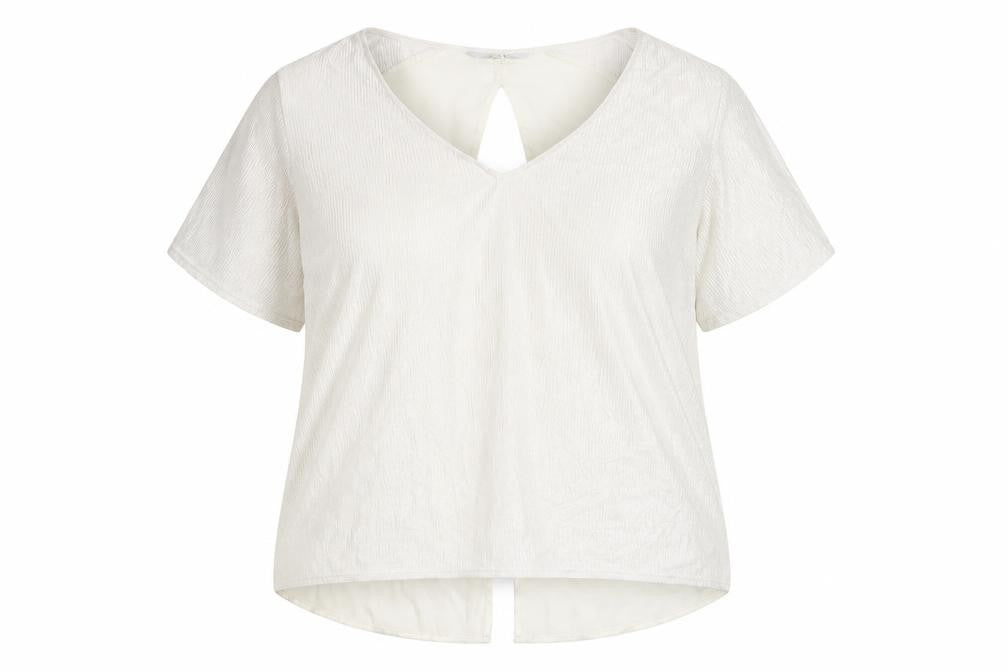 Next Women White Size 12 Tunic Blouse V-Neck Short Sleeve Polyester