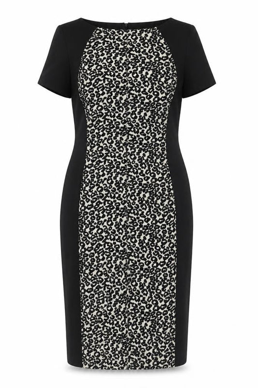 Marks & Spencer Womens Black White Animal Print Sheath Dress UK 12