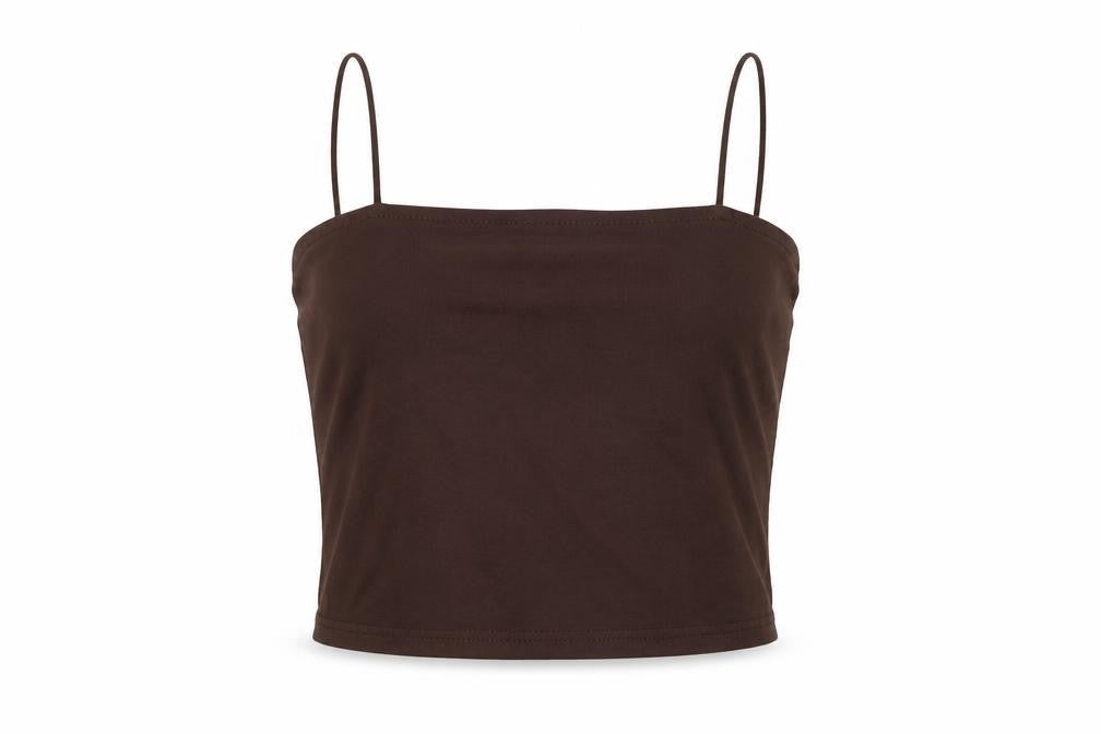 H&M Women Brown Camisole Tank Top Size 12 Slim Fit Stretch