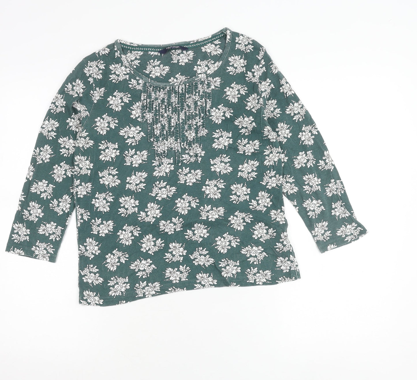 Maine New England Womens Green Floral Cotton Tunic Blouse Size 12