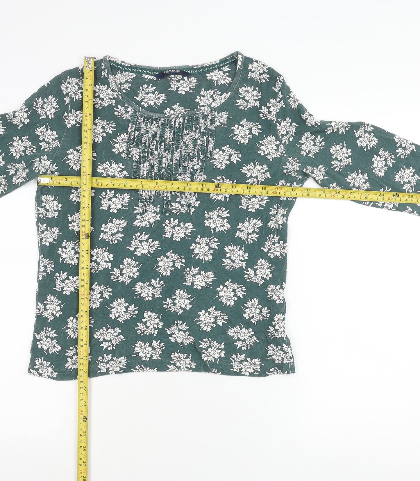 Maine New England Womens Green Floral Cotton Tunic Blouse Size 12