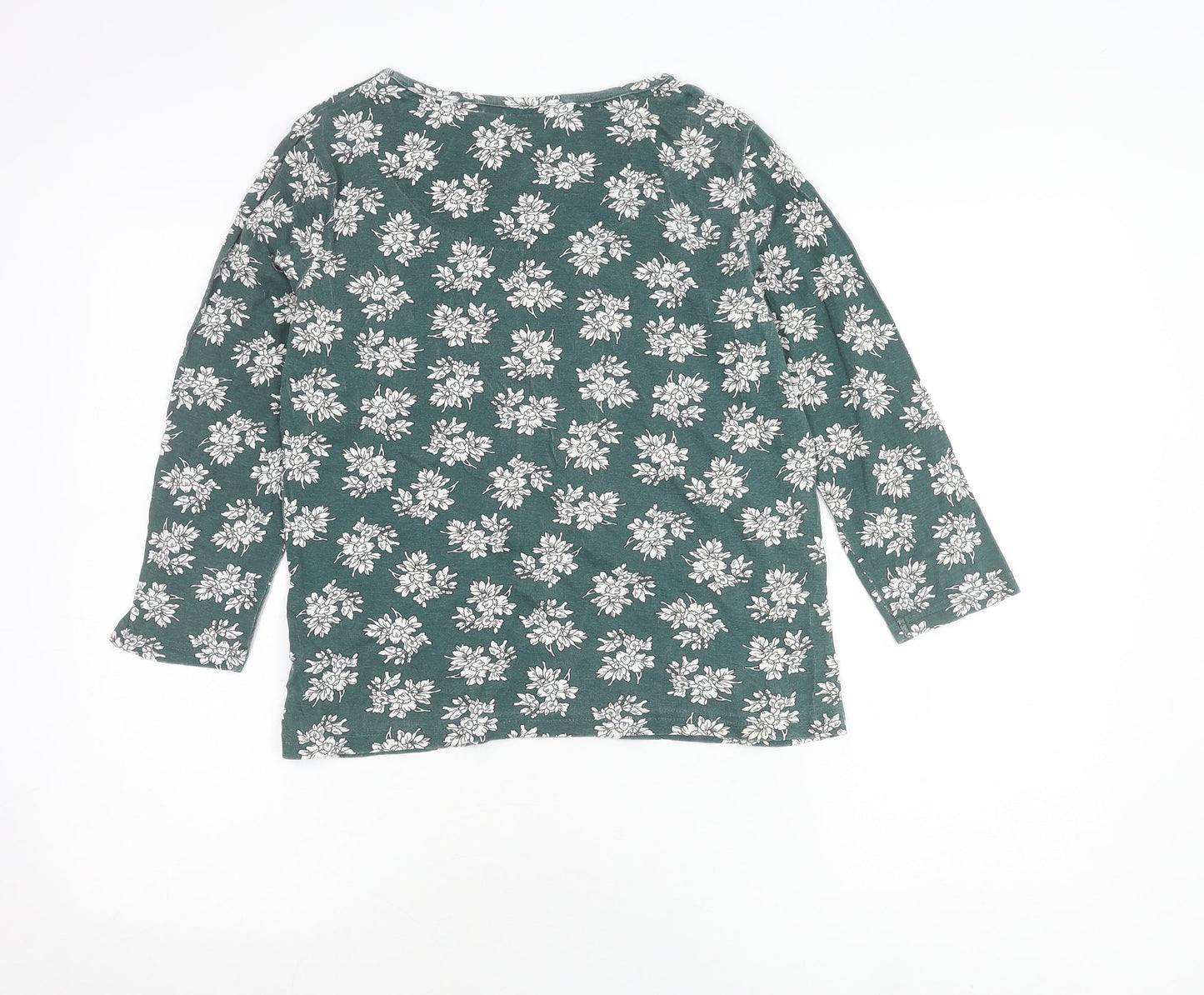 Maine New England Womens Green Floral Cotton Tunic Blouse Size 12