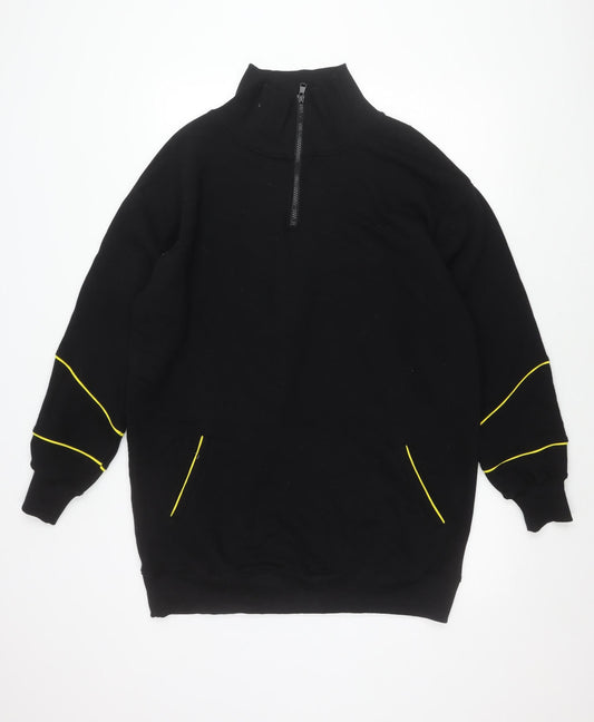 Threadbare Women Black Size 10 1/4 Zip Sweatshirt Cotton Blend