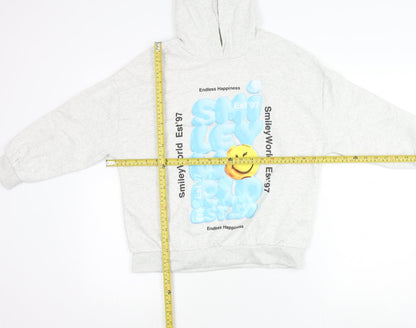 Preloved Marks & Spencer Girls Grey Smiley World Pullover Hoodie 9-10 Years - Back