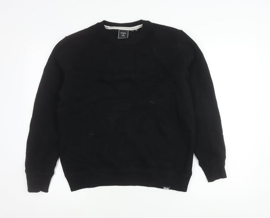 Superdry Womens Black Crew Neck Sweatshirt Size 8 Pullover
