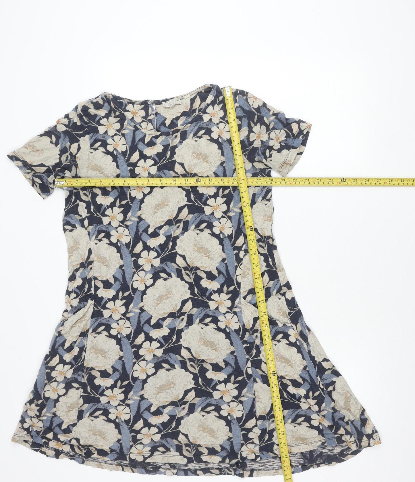 Fat Face Women’s Blue Floral Cotton Modal Tunic Blouse UK 8