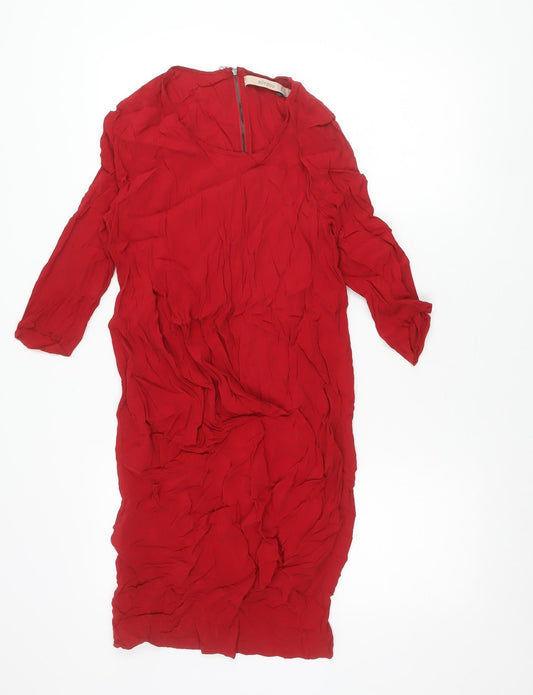 Rützou Women’s Red Sheath Dress Size 6 Viscose Scoop Neck Formal