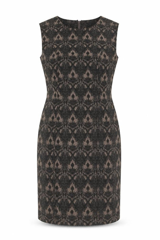 Next Womens Black Grey Sheath Dress Size 12 Sleeveless Jacquard