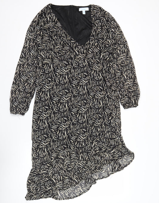 Blue Vanilla Women’s Black Animal Print Ruffle Wrap Dress Size 10