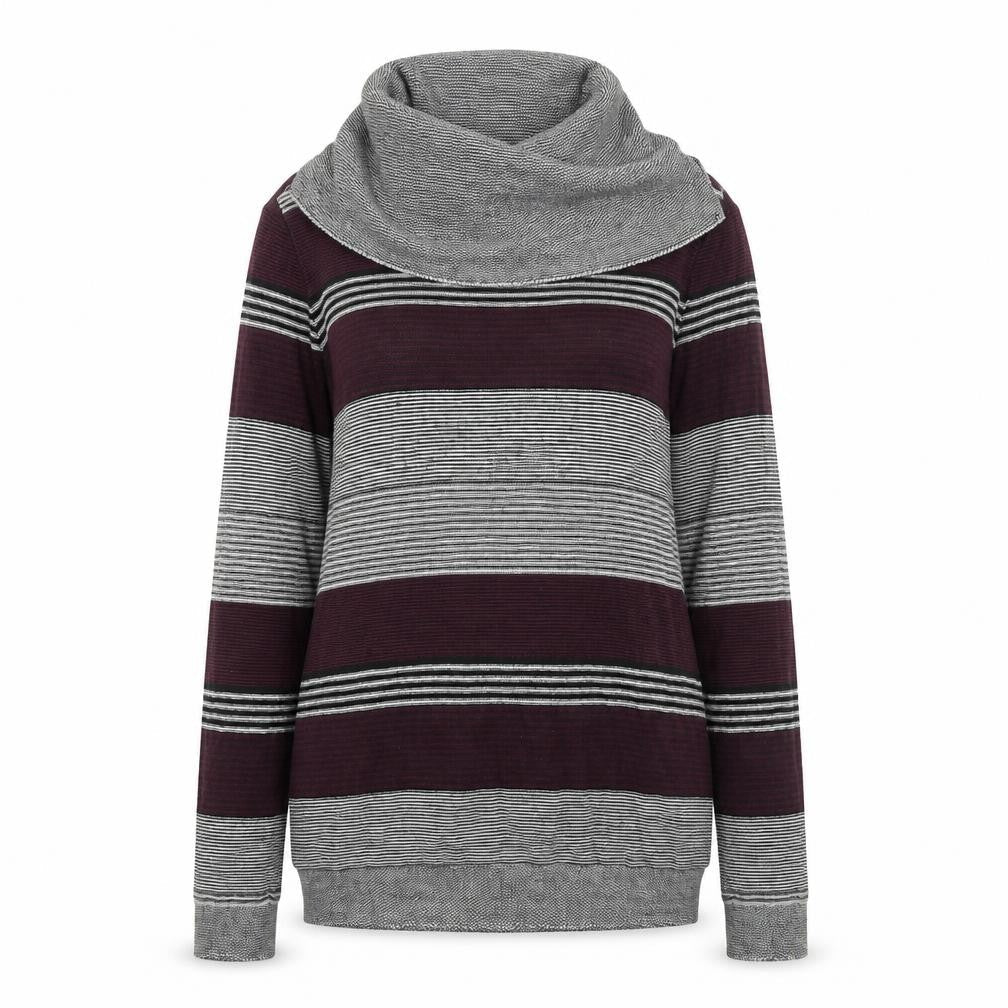 Jeanswest Women’s Grey Purple Striped Cowl Neck Jumper Size M
