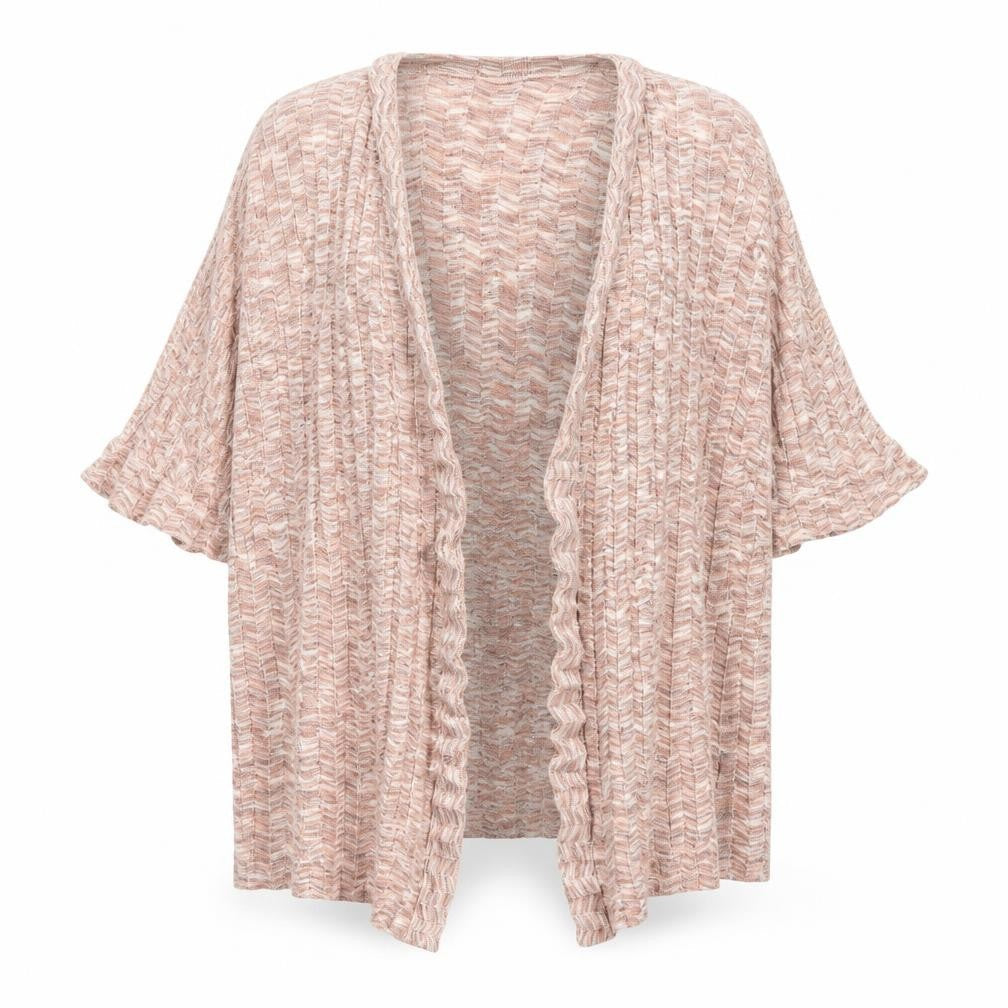 Zara Women Pink Open Knit Cardigan Medium Short Sleeve