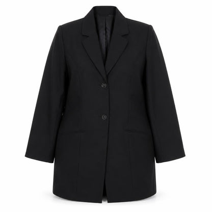 Front view of Fashion Plus women’s black, size UK 14, tailored formal suit jacket
