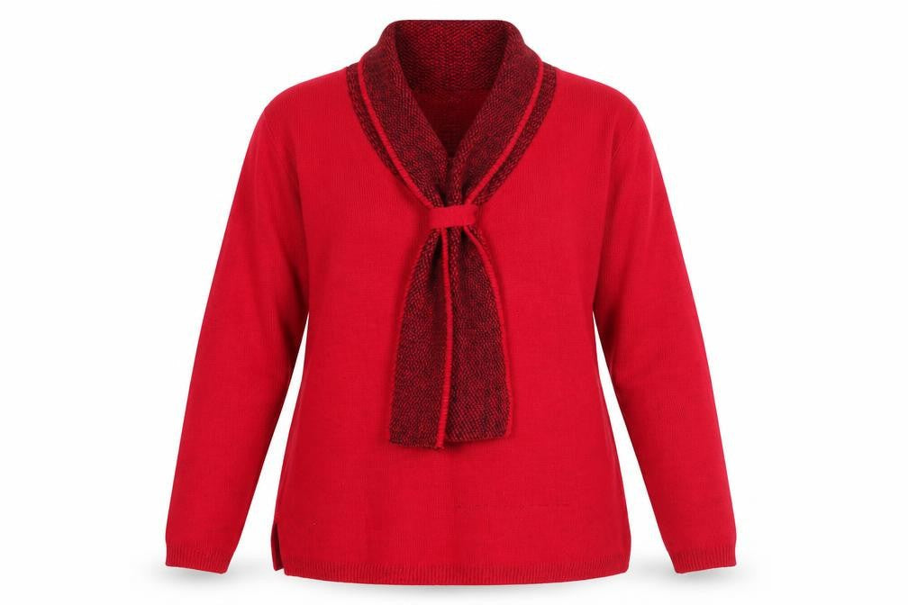ME Womens Red Cowl Neck Knit Pullover Jumper Size M