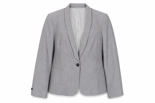 Front view of Papaya Women’s Grey Blazer, size UK 14, Classic Work Office Jacket