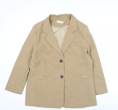 Additional front view of Fashion Women's Beige M Blazer Single-Breasted Work Jacket