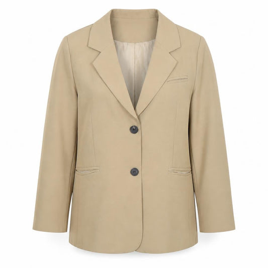 Fashion Women's Beige M Blazer Single-Breasted Work Jacket