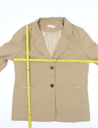 Back view of Fashion Women's Beige M Blazer Single-Breasted Work Jacket