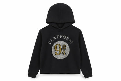 Harry Potter Girls Black Hoodie 9-10 Years Pullover Glitter Platform 9¾