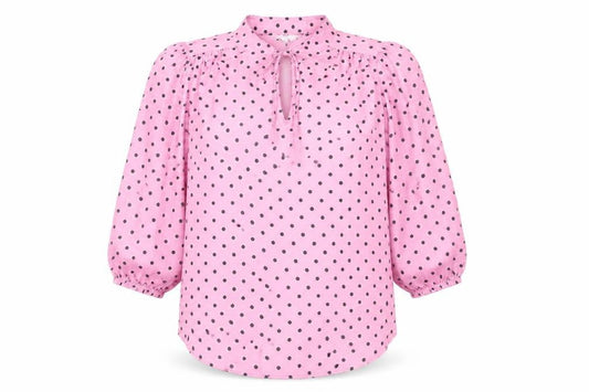 Marks & Spencer Womens Pink Polka Dot Blouse Size 10 Tunic Style