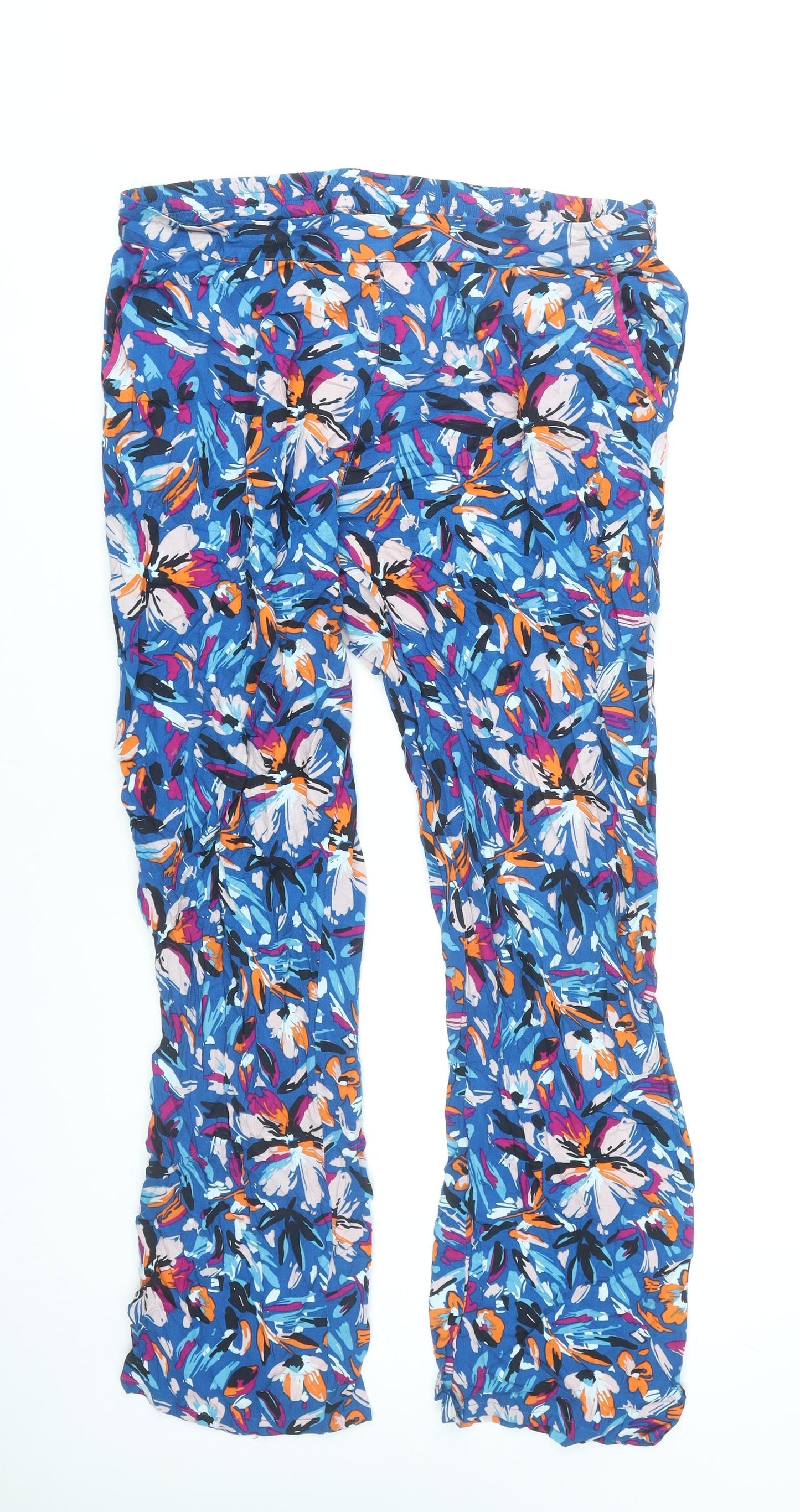 Damart Womens Multicoloured Floral Viscose Trousers Size 18 Lightweight