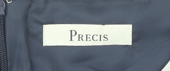 Precis Womens Blue Geometric Sheath Dress Size 10 Sleeveless Knee Length