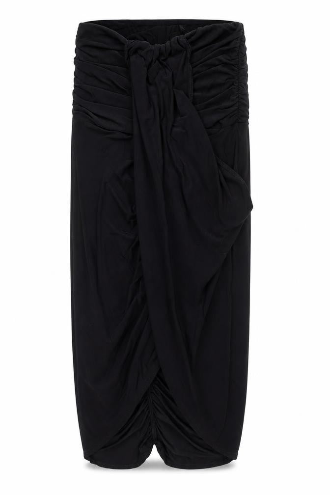 Boohoo Women’s Black Size 12 Wrap Ruched Knee Length Skirt