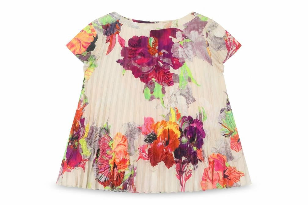 Ted Baker Women’s Multicoloured Floral Pleated Tunic Blouse Size 8