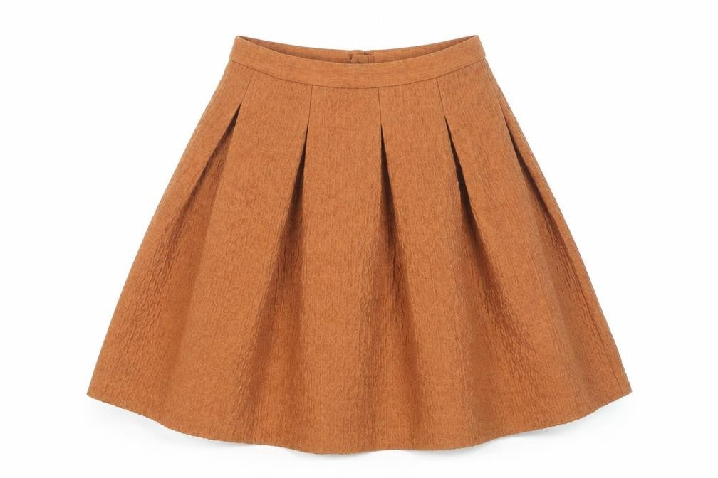 H&M Women’s Brown A-Line Knee Length Pleated Skirt Size 8