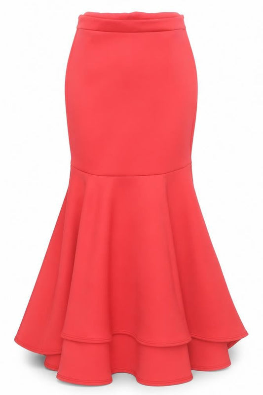 True Violet Women's Red Trumpet Midi Skirt Size 10