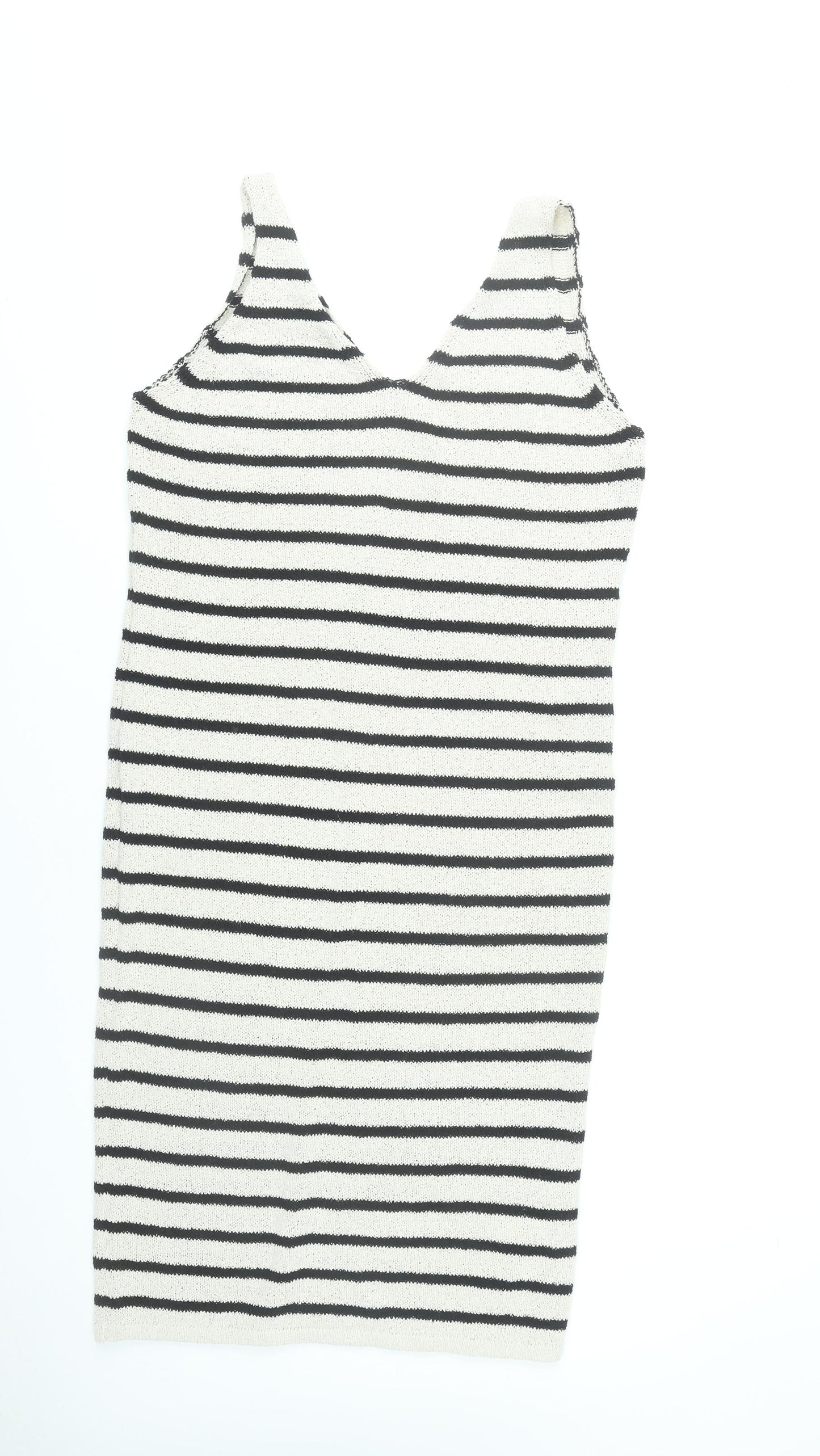 Primark Women’s Black White Striped Slip Dress Size 12-14 Summer Knit