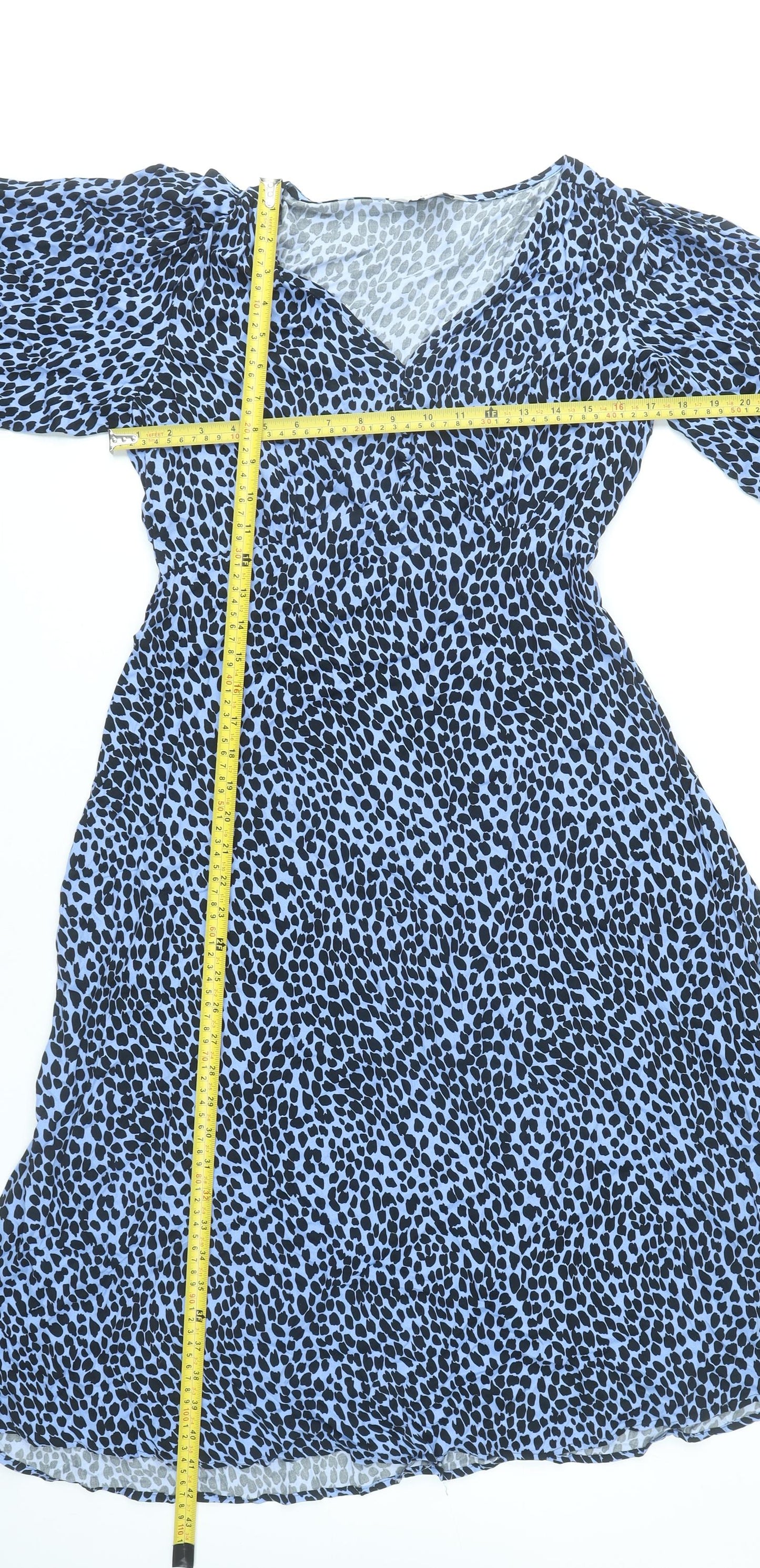 Marks and Spencer Women’s Blue Animal Print Viscose Shift Dress Size 12 Petite