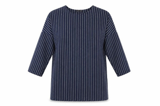 Zara Women Blue Striped Shift Dress Size M Knee Length 3/4 Sleeve