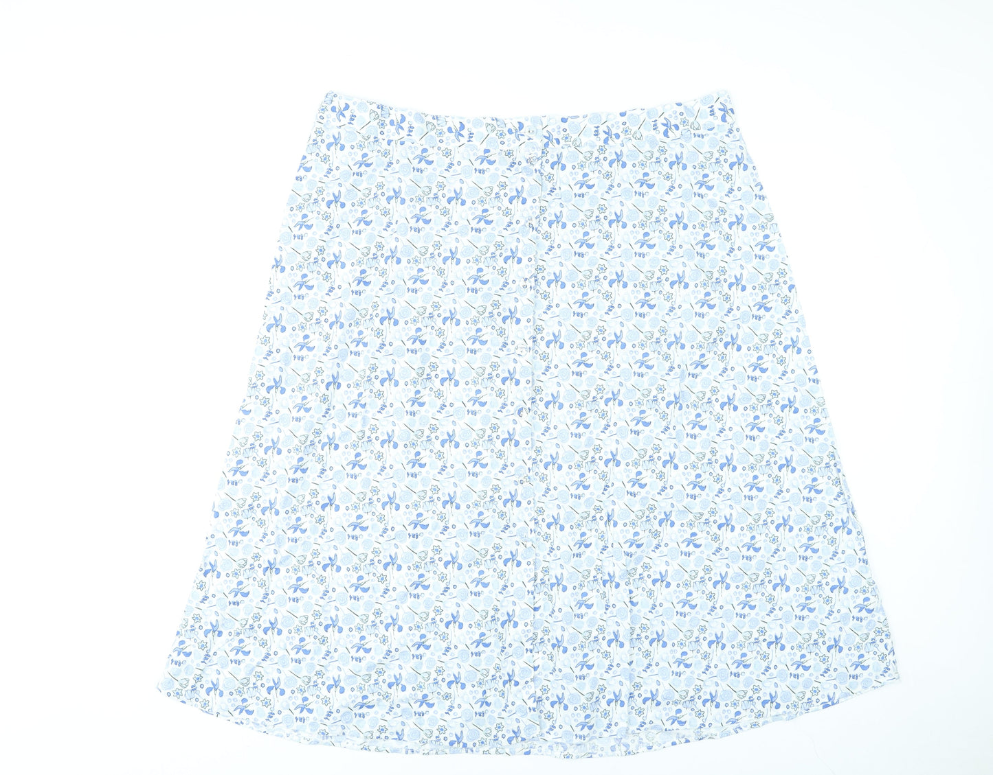 Marks and Spencer Women’s Blue Floral A-Line Cotton Skirt Size 22