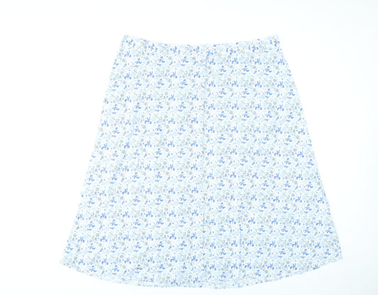 Marks and Spencer Women’s Blue Floral A-Line Cotton Skirt Size 22