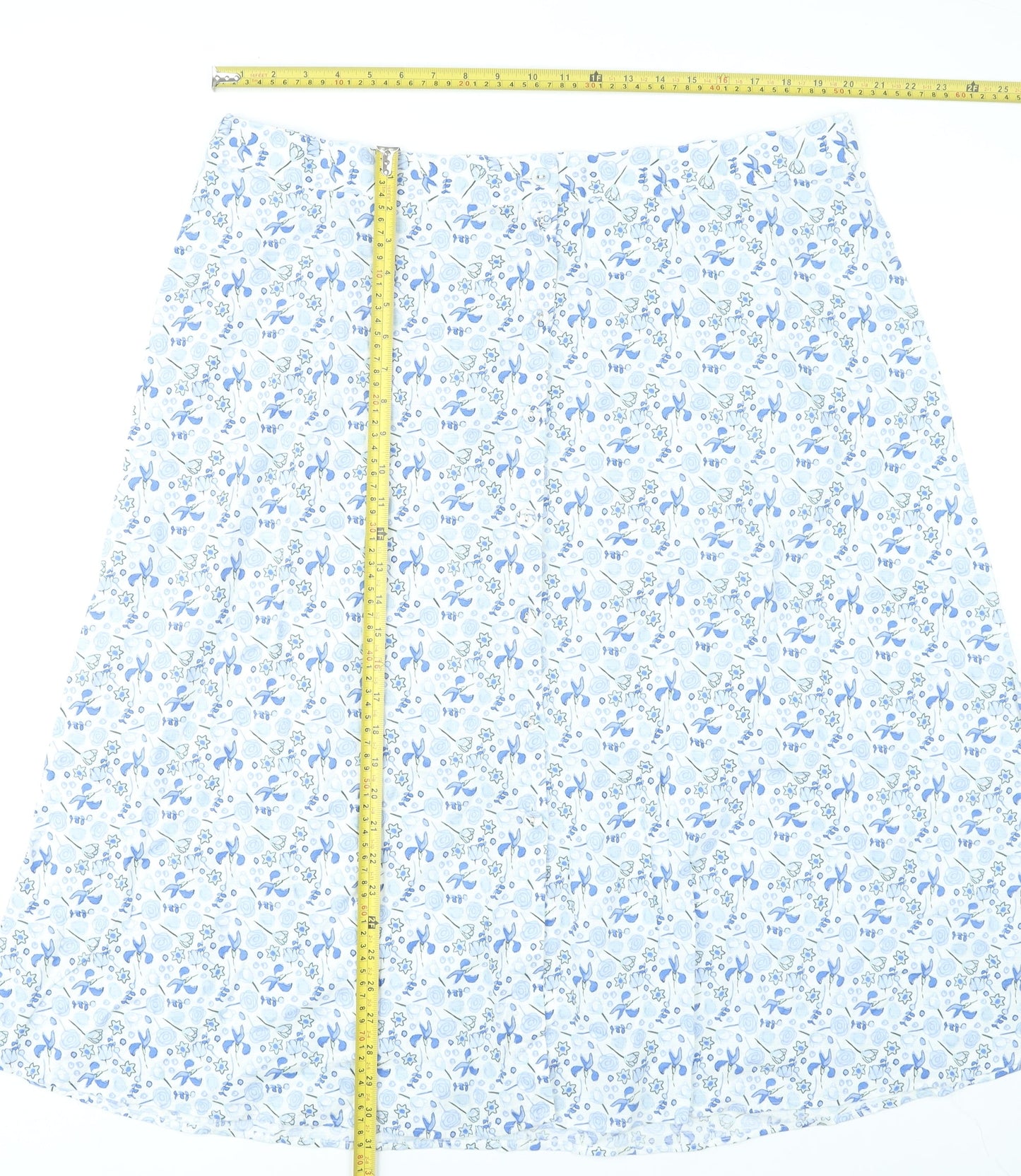 Marks and Spencer Women’s Blue Floral A-Line Cotton Skirt Size 22