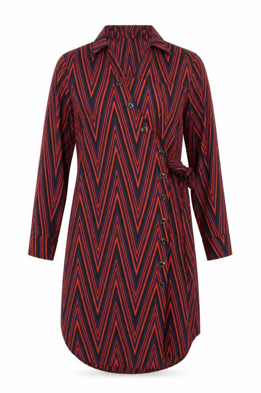 Topshop Women’s Petite Multicoloured Geometric Shirt Dress UK 8