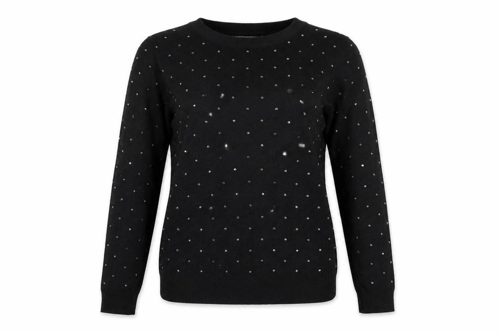 Primark Womens Black Studded Pullover Jumper 2XS Crew Neck Knit