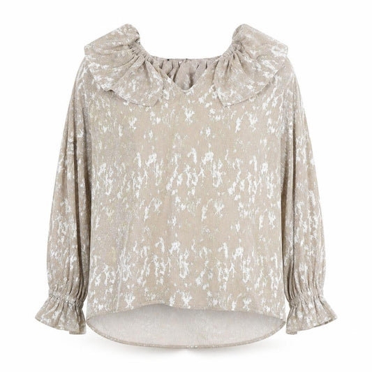 Marks and Spencer Women’s Beige Floral Ruffle Blouse UK 14