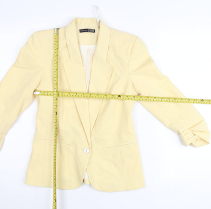 Back view of Atmosphere women’s yellow blazer jacket uk 6 single breasted