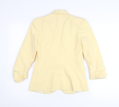 Close-up detail of Atmosphere women’s yellow blazer jacket uk 6 single breasted