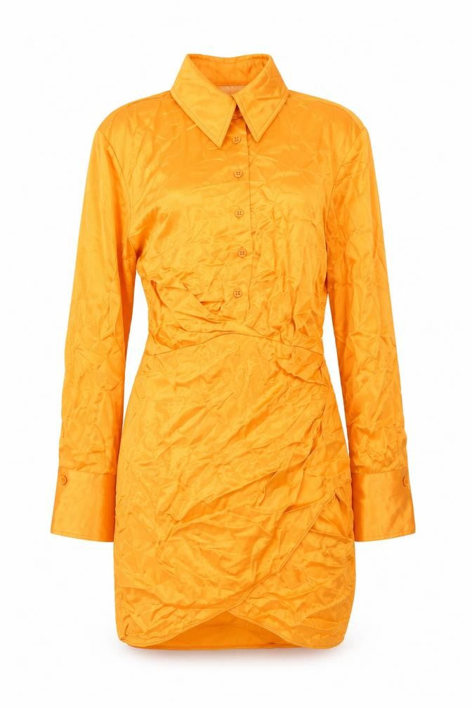 Zara Women Orange Shirt Dress Size 8 Viscose Long Sleeve