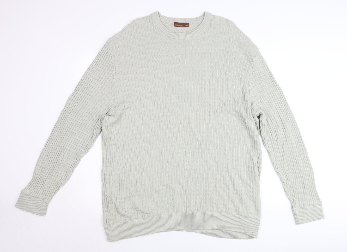Marks and Spencer Men’s Grey 2XL Crew Neck Cable Knit Pullover Jumper