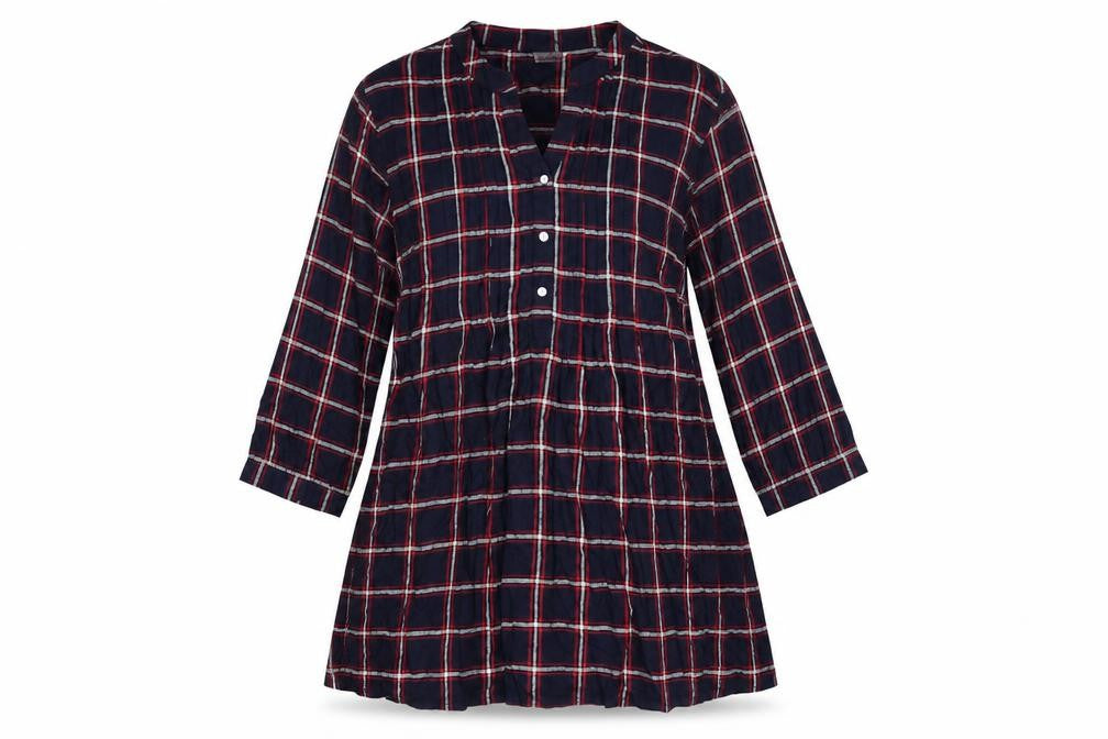 Damart Women’s Multicoloured L Shirt Dress 3/4 Sleeve Check Viscose